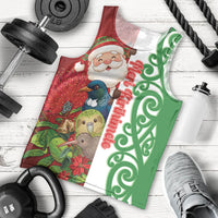 Meri Kirihimete New Zealand Personalised Men Tank Top Cute Santa NZ Animals and Pohutukawa