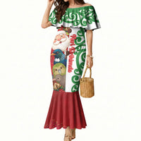 Meri Kirihimete New Zealand Personalised Mermaid Dress Cute Santa NZ Animals and Pohutukawa LT14 Women Red - Polynesian Pride