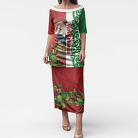 Meri Kirihimete New Zealand Personalised Puletasi Cute Santa NZ Animals and Pohutukawa LT14 Long Dress Red - Polynesian Pride