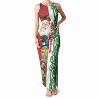 Meri Kirihimete New Zealand Personalised Tank Maxi Dress Cute Santa NZ Animals and Pohutukawa LT14 Women Red - Polynesian Pride