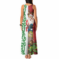 Meri Kirihimete New Zealand Personalised Tank Maxi Dress Cute Santa NZ Animals and Pohutukawa LT14 - Polynesian Pride