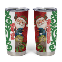 Meri Kirihimete New Zealand Personalised Tumbler Cup Cute Santa NZ Animals and Pohutukawa