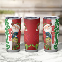 Meri Kirihimete New Zealand Personalised Tumbler Cup Cute Santa NZ Animals and Pohutukawa