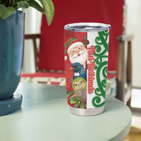 Meri Kirihimete New Zealand Personalised Tumbler Cup Cute Santa NZ Animals and Pohutukawa
