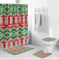 New Zealand Christmas In July Bathroom Set Meri Kirihimete Hei Tiki Taniko Motifs Seamless