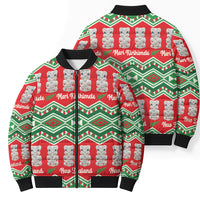 New Zealand Christmas In July Bomber Puffer Jacket Meri Kirihimete Hei Tiki Taniko Motifs Seamless