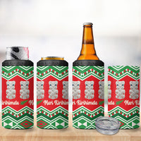 New Zealand Christmas In July 4 in 1 Can Cooler Tumbler Meri Kirihimete Hei Tiki Taniko Motifs Seamless