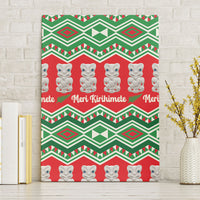 New Zealand Christmas In July Canvas Wall Art Meri Kirihimete Hei Tiki Taniko Motifs Seamless