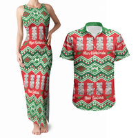New Zealand Christmas In July Couples Matching Tank Maxi Dress and Hawaiian Shirt Meri Kirihimete Hei Tiki Taniko Motifs Seamless LT14 Red - Polynesian Pride