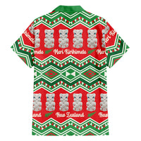 New Zealand Christmas In July Family Matching Long Sleeve Bodycon Dress and Hawaiian Shirt Meri Kirihimete Hei Tiki Taniko Motifs Seamless