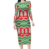 New Zealand Christmas In July Family Matching Long Sleeve Bodycon Dress and Hawaiian Shirt Meri Kirihimete Hei Tiki Taniko Motifs Seamless