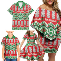 New Zealand Christmas In July Family Matching Off Shoulder Short Dress and Hawaiian Shirt Meri Kirihimete Hei Tiki Taniko Motifs Seamless LT14 - Polynesian Pride
