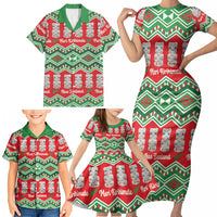 New Zealand Christmas In July Family Matching Short Sleeve Bodycon Dress and Hawaiian Shirt Meri Kirihimete Hei Tiki Taniko Motifs Seamless LT14 - Polynesian Pride