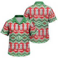 New Zealand Christmas In July Family Matching Short Sleeve Bodycon Dress and Hawaiian Shirt Meri Kirihimete Hei Tiki Taniko Motifs Seamless LT14 Son's Shirt Red - Polynesian Pride