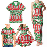 New Zealand Christmas In July Family Matching Tank Maxi Dress and Hawaiian Shirt Meri Kirihimete Hei Tiki Taniko Motifs Seamless LT14 - Polynesian Pride