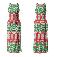 New Zealand Christmas In July Family Matching Tank Maxi Dress and Hawaiian Shirt Meri Kirihimete Hei Tiki Taniko Motifs Seamless LT14 Mom's Dress Red - Polynesian Pride