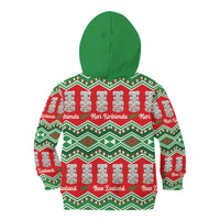 New Zealand Christmas In July Kid Hoodie Meri Kirihimete Hei Tiki Taniko Motifs Seamless