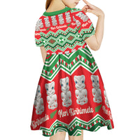 New Zealand Christmas In July Kid Short Sleeve Dress Meri Kirihimete Hei Tiki Taniko Motifs Seamless
