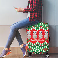 New Zealand Christmas In July Luggage Cover Meri Kirihimete Hei Tiki Taniko Motifs Seamless