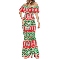 New Zealand Christmas In July Mermaid Dress Meri Kirihimete Hei Tiki Taniko Motifs Seamless
