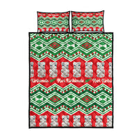 New Zealand Christmas In July Quilt Bed Set Meri Kirihimete Hei Tiki Taniko Motifs Seamless
