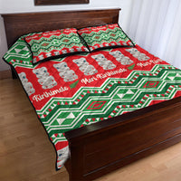 New Zealand Christmas In July Quilt Bed Set Meri Kirihimete Hei Tiki Taniko Motifs Seamless