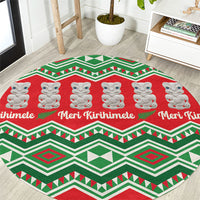 New Zealand Christmas In July Round Carpet Meri Kirihimete Hei Tiki Taniko Motifs Seamless