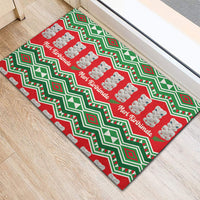 New Zealand Christmas In July Rubber Doormat Meri Kirihimete Hei Tiki Taniko Motifs Seamless