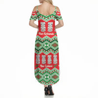 New Zealand Christmas In July Summer Maxi Dress Meri Kirihimete Hei Tiki Taniko Motifs Seamless LT14 - Polynesian Pride
