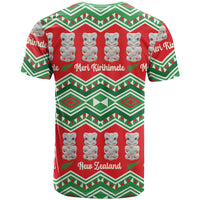 New Zealand Christmas In July T Shirt Meri Kirihimete Hei Tiki Taniko Motifs Seamless