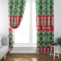 New Zealand Christmas In July Window Curtain Meri Kirihimete Hei Tiki Taniko Motifs Seamless