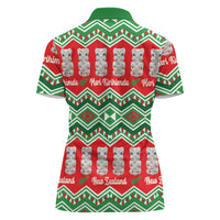 New Zealand Christmas In July Women Polo Shirt Meri Kirihimete Hei Tiki Taniko Motifs Seamless