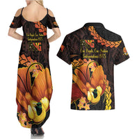 Papua New Guinea Independence Day Couples Matching Summer Maxi Dress and Hawaiian Shirt 50th Anniversary Papua Niu Gini Bird Of Paradise LT14