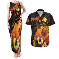 Papua New Guinea Independence Day Couples Matching Tank Maxi Dress and Hawaiian Shirt 50th Anniversary Papua Niu Gini Bird Of Paradise LT14