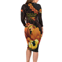 Papua New Guinea Independence Day Long Sleeve Bodycon Dress 50th Anniversary Papua Niu Gini Bird Of Paradise LT14