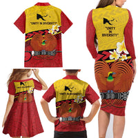 Papua New Guinea Independence Day Family Matching Long Sleeve Bodycon Dress and Hawaiian Shirt Since 1975 Unity In Diversity