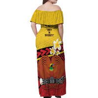Papua New Guinea Independence Day Off Shoulder Maxi Dress Since 1975 Unity In Diversity LT14 - Polynesian Pride