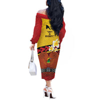 Papua New Guinea Independence Day Off The Shoulder Long Sleeve Dress Since 1975 Unity In Diversity