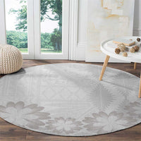 Tonga White Sunday Round Carpet Manuia le Aso Sa o Tamaiti Heilala With Ngatu Pattern