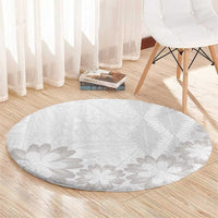 Tonga White Sunday Round Carpet Manuia le Aso Sa o Tamaiti Heilala With Ngatu Pattern