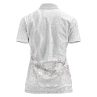 Tonga White Sunday Women Polo Shirt Manuia le Aso Sa o Tamaiti Heilala With Ngatu Pattern