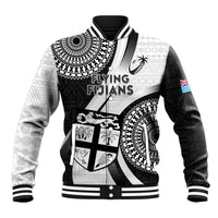 Fiji Rugby Baseball Jacket World Cup 2023 Go Champions Fijian Tapa Black Version LT14 Unisex Black - Polynesian Pride