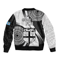 Fiji Rugby Bomber Jacket World Cup 2023 Go Champions Fijian Tapa Black Version LT14 - Polynesian Pride