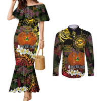 Papua New Guinea 50th Independence Anniversary Couples Matching Mermaid Dress and Long Sleeve Button Shirt Independen Stet bilong Papua Niu Gini LT14