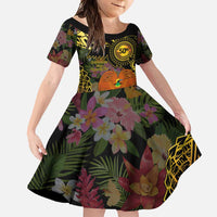 Papua New Guinea 50th Independence Anniversary Family Matching Mermaid Dress and Hawaiian Shirt Independen Stet bilong Papua Niu Gini LT14 Daughter's Dress Black - Polynesian Pride