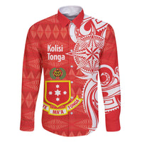 Personalised Kolisi Tonga Family Matching Off The Shoulder Long Sleeve Dress and Hawaiian Shirt Mate Maa Tonga Ngatu Pattern - Polynesian Pride