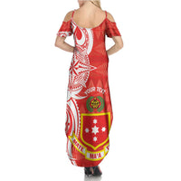 Personalised Kolisi Tonga Family Matching Summer Maxi Dress and Hawaiian Shirt Mate Maa Tonga Ngatu Pattern - Polynesian Pride