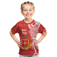 Personalised Kolisi Tonga Kid T Shirt Mate Maa Tonga Ngatu Pattern - Polynesian Pride