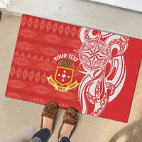 Personalised Kolisi Tonga Rubber Doormat Mate Maa Tonga Ngatu Pattern - Polynesian Pride