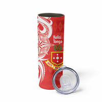 Personalised Kolisi Tonga Skinny Tumbler Mate Maa Tonga Ngatu Pattern - Polynesian Pride